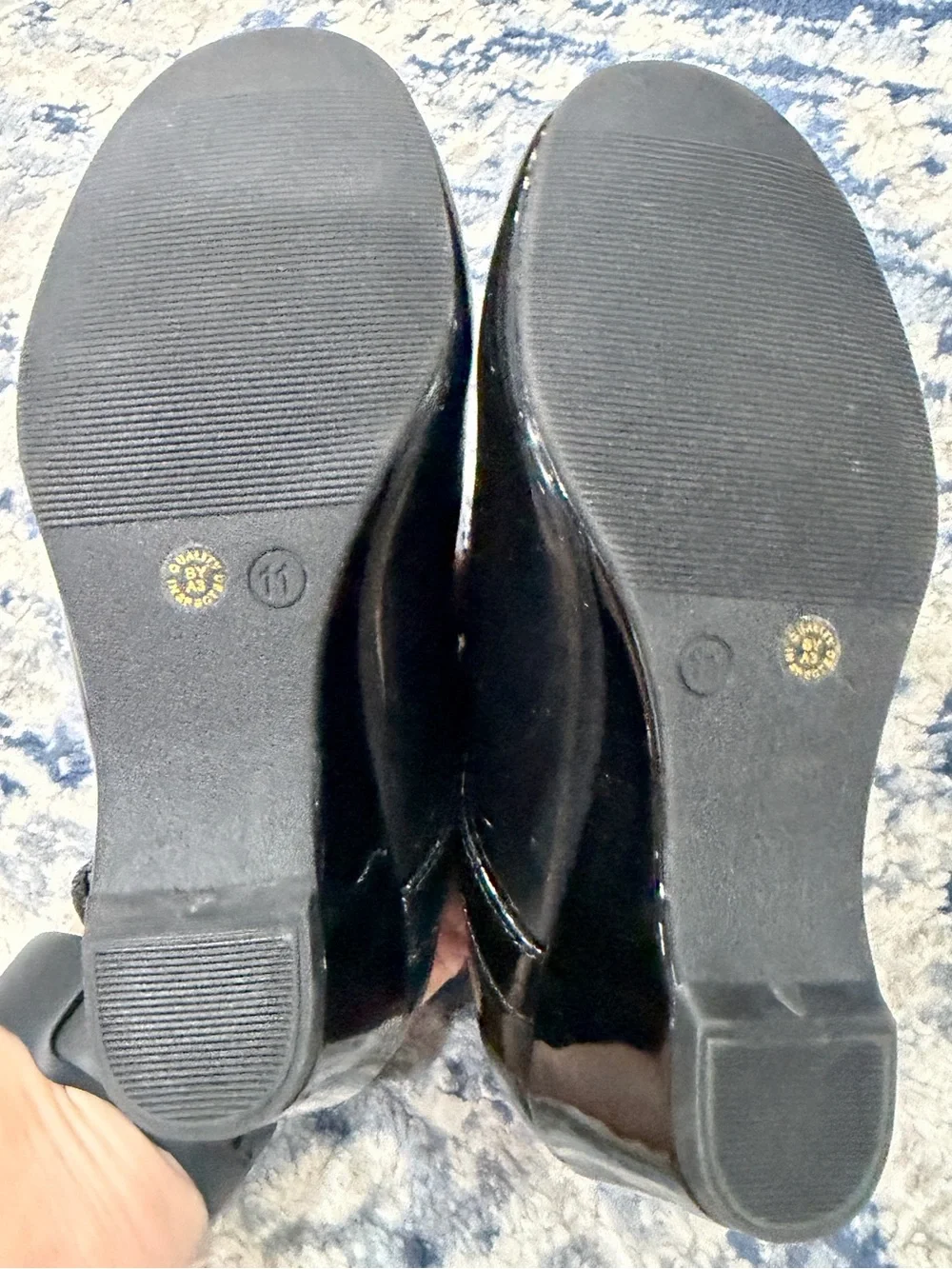 Christie & Jill Girls' Black Patent Mary Jane with Rhinestone Buckle